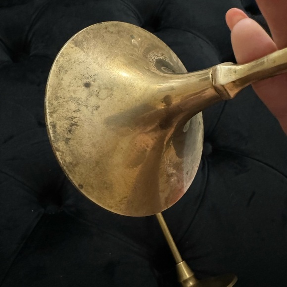 Vintage Brass Elegant Candle Holder Set Made in India MCM 80’s 90’s Short & Tall - Picture 6 of 13